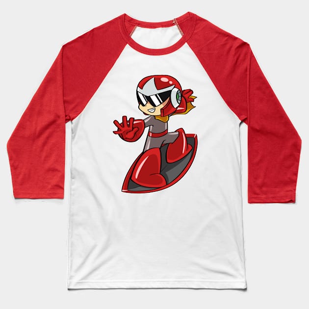 Shield Surfing Protoman Baseball T-Shirt by LegoNinjaBilbo